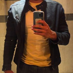 Jean jacket & blue pea coat